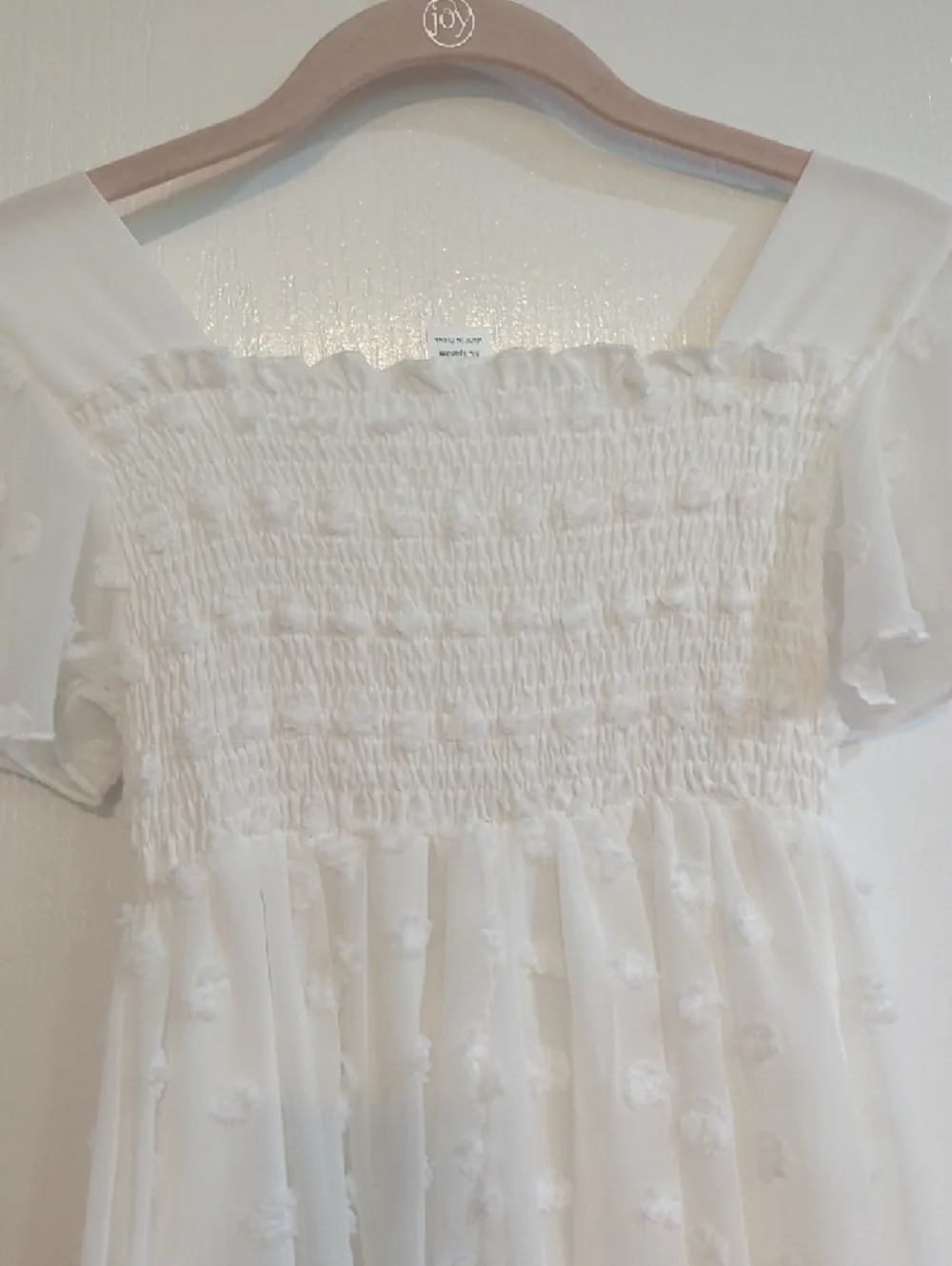 White Swiss Dot Smocked Kids Dress